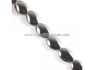 Non magnetic Hematite Beads, Flat Oval, different size for choice, black, Grade A, Length:15.5 Inch, Sold By Strand
